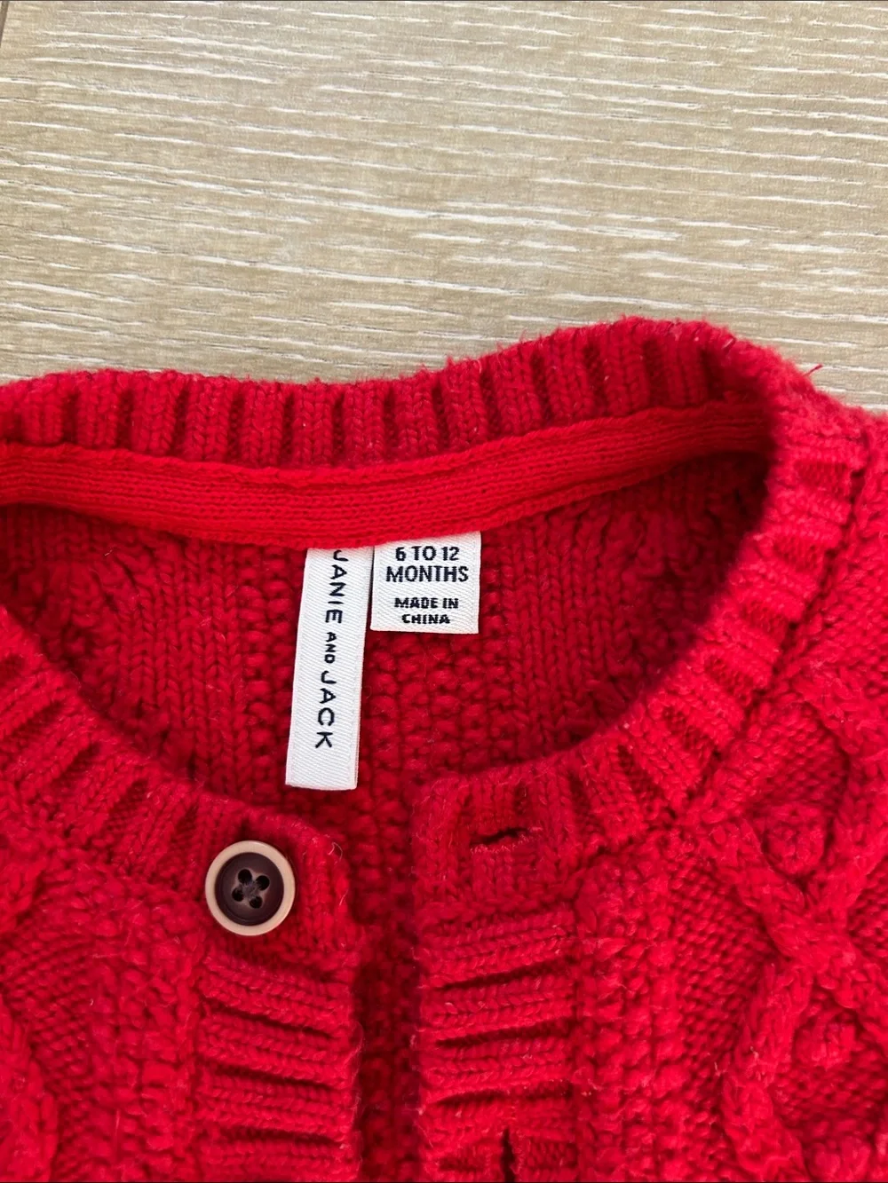 Kids Red Cable-Knit Button Cardigan